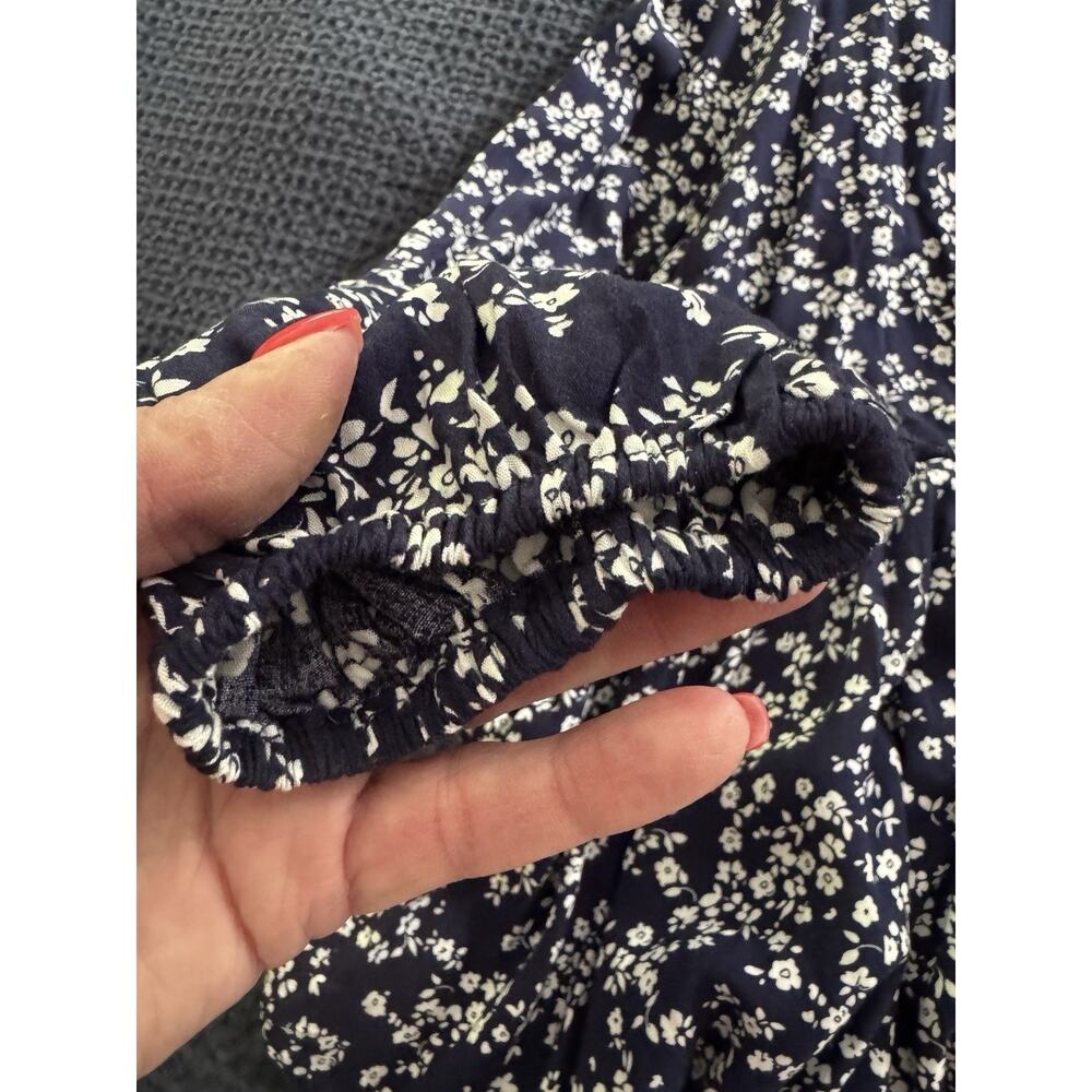 Bloomchic Navy & White Floral Wrap Blouse With Peplum Size 14-16 - Picture 7 of 14